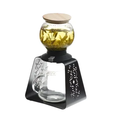 Sunmax Oriental Design High Borosilicate Glass Teapot Infuser Pressing Type Tea Strainer 1500ml Large Capacity Boiling Water