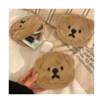 Custom Cute Animal Plush Coin Bag Mini Wallet Coin Purse Earphone Bag Small Pouch Makeup Kawaii Zipper Bag