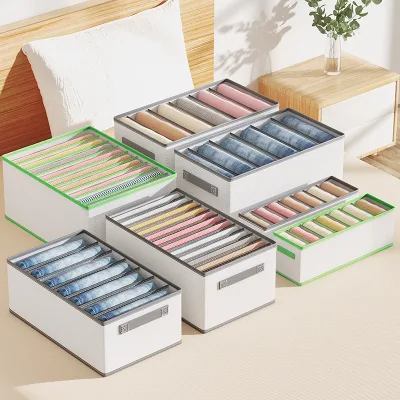 Wardrobe Clothes Organizer Closet Storage 7 Grids Divider Washable Compartment Storage Bins for Jeans T-shirt Pants Legging