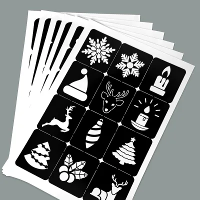 Factory Christmas Hand Foot Glitter Black Non-Toxic Professional Temporary Tattoo Sticker Stencil Self-Adhesive PVC Waterproof