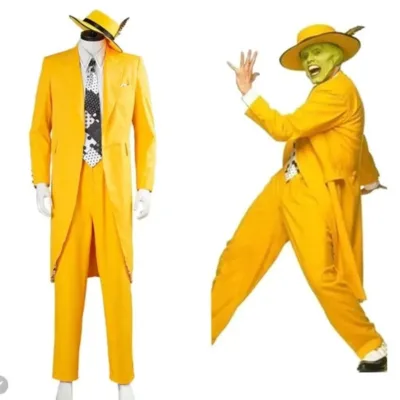 Jim Mask Costume Cosplay Yellow Suit Halloween Pilot Cosplay Outfits Made of Plastic