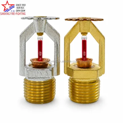 NX026 Quick Response Pendent Sprinkler 3mm Bulb K5.6 1/2 Inch NPT 135-200F Natural Brass Chrome Plated OEM