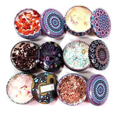 Wholesale Colorful Natural Crystal Hand-watered Incense Candle for Gift or Decoration