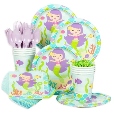 GOODSPLUS Mermaid Theme Back to School Paper Tableware