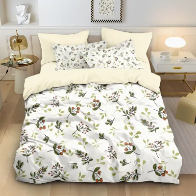 Manufacturer Supply Digital Floral Printed Bedroom Quilt Cover Set Fashion Duvet Cover with Pillow Cases for Home Use