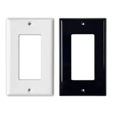 For Listed Durable Glossy White/Black Wall Plate 1-Gang Single Pole Switch PC IP23 Rated Modern Electrical Outlet Cover