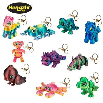 Customizable 3D Printed PLA Animal Button Keychain Fun Backpack Pendant for Anime Fans Colorful Design Image Based Safety