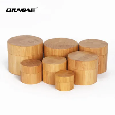 Natural 5g 10g 15g 20g 30g 50g Wide Mouth Cosmetic Packaging Face Cream Butter pp Inner Plastic Bamboo Jars With Bamboo Lids