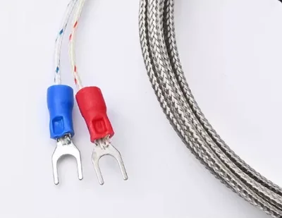 M12 Thread K Type Thermocouple Stainless Steel Probe Temperature Sensor With Metal Braided Wire