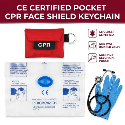 CE Certified Lifesaving Pocket CPR Face Shield Keychain One Way Valve Disposable Mouth Breathing Barrier First Responder EDC