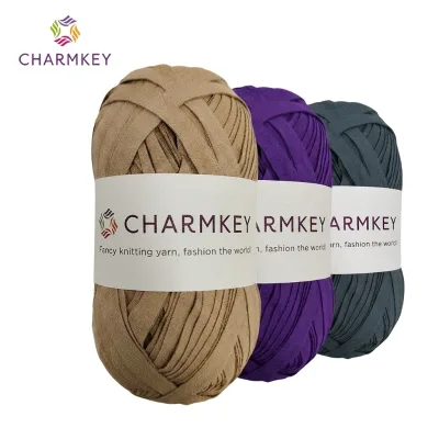 Polyester Fabric Yarn Multiple Single Colors Tshirt Yarn Flat Strips Tape Yarn for Hand Knitting