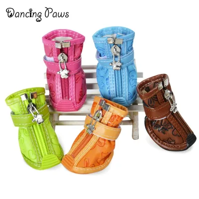 Hot Selling 10pcs PU Reflective Mesh Dog Shoes Classic Style Solid Waterproof Pet Dog Shoes for Running Walking Ready Ship
