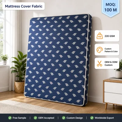 Bule Jacquard 100% Polyester 220gsm Knitted Quilted Fabrics for Memory Foam Mattress