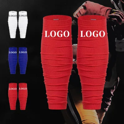 Wholesale Elastic Knitted Compression Calf Sleeves Football Rugby Socks Pain Relief Leg Warmers with Logo Football Socks Sleeves
