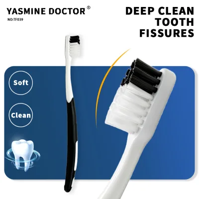 Minimalist Contrast Color Manual Toothbrush, Matte Non-Slip Ergonomic Grip, Slim Curved Neck for Sensitive Oral Care