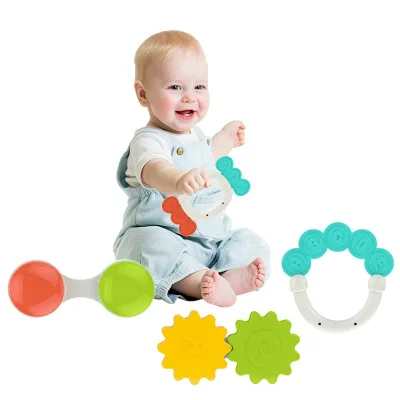 4Pcs Baby Hand Rattles Set Pp+Tpe High Quality Baby Sleep Rattle Baby Toys 0-12 Months