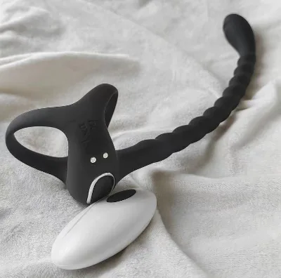Wireless Remote Control Prostate Massager Set with Cock Ring Anal Plug and App-Controlled Locking Ring for Extended Stamina