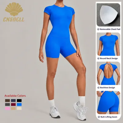 New Arrivals Quick-dry High Elasticity Material Featuring Removable Pads for Women Athletic Yoga Romper
