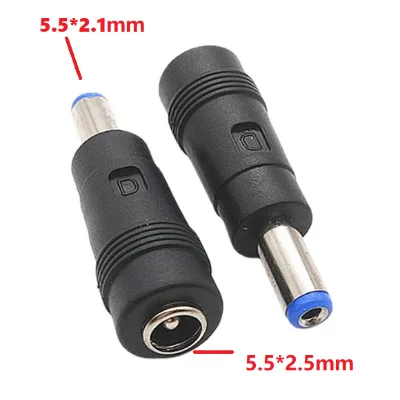 DC 5.5 X 2.5mm Female to 5.5*2.1mm Male DC Plug Power Charger Adapter Straight Connectors 5525 to 5521