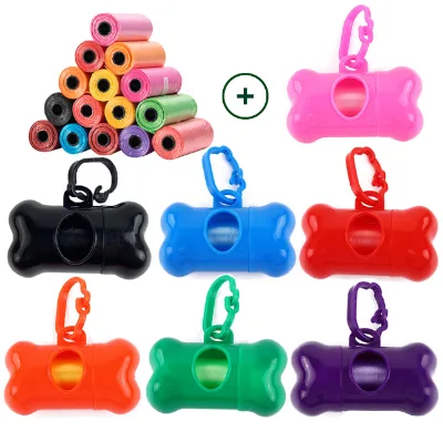 Plastic Bone Shape Dog Poop Bag Dispenser Box Multicolor Eco-Friendly Simple Design With One Roll