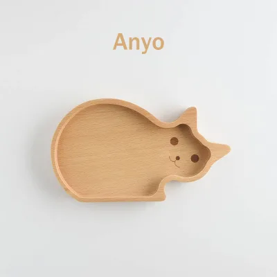 Animal Shape Reusable Safe Kids Bamboo Plate Bamboo Plate With Sucker