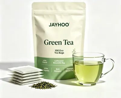 JAYHOO Green Tea Bags 100 Counts Premium Caffeinated Green Tea