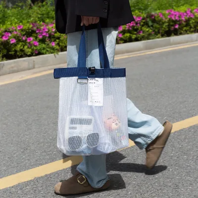 Large Capacity Transparent Vinyl Stationery Storage Bag with Zipper for Students Summer Exam Paper and Tutoring Use