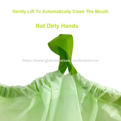 Wholesale Custom Biodegradable Disposable Drawstring Trash Bags For Kitchen Waste Compostable Rubbish Roll Trash Bag