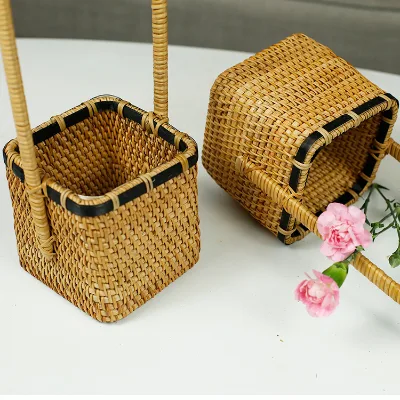 Handwoven Wedding Woven Rattan Decorative Flower Girl Rattan Basket Flower Basket