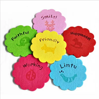 XC Flower Felt coaster Unique Round Square Felt Drink Coaster