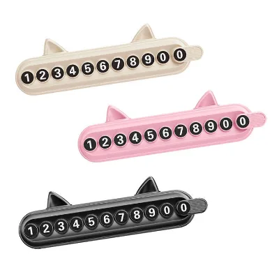 Creative Cat-Ear Plastic Car Temporary Parking Sign Hidden Design Customizable Logo Text Move Car Card Number Plate