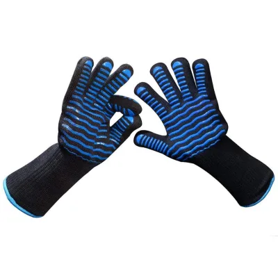 BBQ 500 degree resistant to high temperature silicone heat insulation glove hot resistant barbecue rubber foof industrial gloves