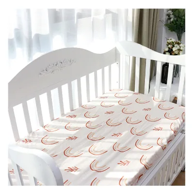 Smooth Soft Muslin Bamboo Crib Bed Sheet Mattress Infant Baby Bedding Crib Sets Fitted Baby Crib Sheet Set Bassinet Sheet