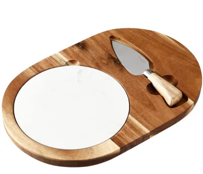 Cheese Board Sets Acacia Wood Cheese Boards with Cheese Tools and Marble Serving Board
