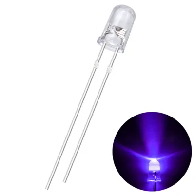 Czinelight Wholesale 5mm Uv Led 395nm 405nm 365nm Diodes Round Head Water Clear Lens Purple Color in Diodes