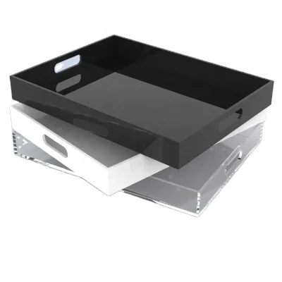 Factory Customized Clear White Black Acrylic  Rectangle Serving Tray