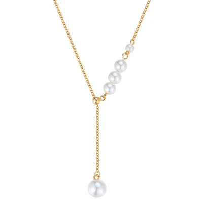 Fashion Pearl Clavicle Chain Choker Necklace Shell Pearl Pendant Necklace Tassel Necklace for Women Girlfriend