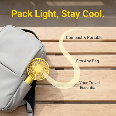 Portable Battery Operated Hand Fan Compact Pocket Cooling Fan for Outdoor Travel Camping Commuting USB Rechargeable Mini Fan