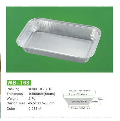 WB 1000PCS/CTN Aircraft Disposable Recyclable Aluminum Foil Packaging Colorful Smooth Wall Aluminum Foil Containers