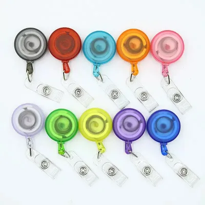 Retractable Round Plastic Yo-Yo ID Badge Reel Accessory Holder ID Badge Reel Plastic ID Card Holder with Clip for School Student