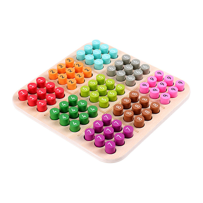 Children Math Puzzle Toy 9 Colors Matching Math Thinking Classic Rainbow Wooden Sudoku Board Game