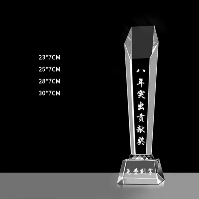 Honor of Crystal Professional Custom Awards Commemorative Clear Crystal Trophy
