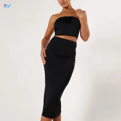 Custom 2 Piece Bodycon Midi Long Skirt Sets and Two Piece Top Set for Women