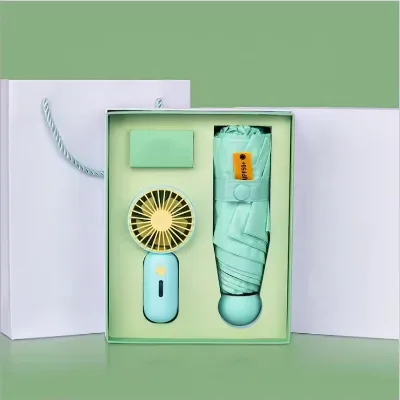 Custom Mini Hand Fan & Umbrella Gift Set for Hot Summer for Weddings Corporate Events Christmas New Year Birthday Parties