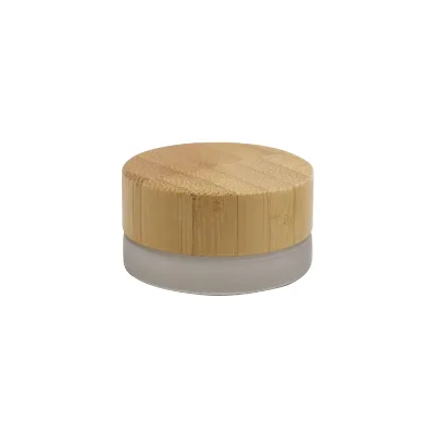 Matte clear Glass Jar with Bamboo Lid 15ml Hot Sell for Cream Skincare