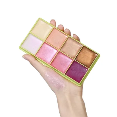 Lakerain 8 Color Waterproof Shinny Highlighter Palette Contour Palette Long Lasting Multi-use Makeup with Blush