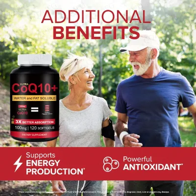 CoQ10 Ultra Softgels 120 Counts 100mg Water Fat Soluble 3X Better Absorption Dietary Supplement OEM