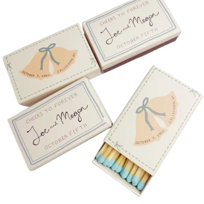 Square Unique Shape Custom Logo Paper Match Box Personalized Favor Wedding Reception Guest Memorial Gift Wedding Matches