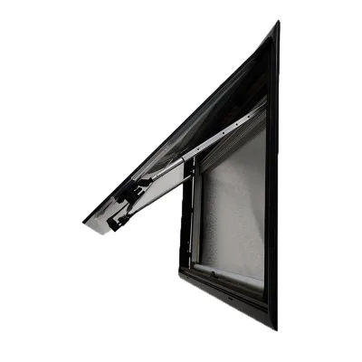 UV-resistance RV Caravan Window 500x500mm Square Corner Flat Dual-layer Acrylic Camper Van Opening Venting Window with Fly Net