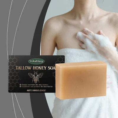 High Quality Solid Pure Honey Tallow Bar Soap Organic Nourishing and Smoothing Toilet Soap for Face and Body Cleaning